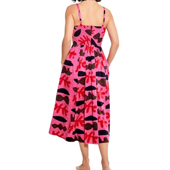 Maxi dress in fuschia prints with side pockets - Picture 2 of 3